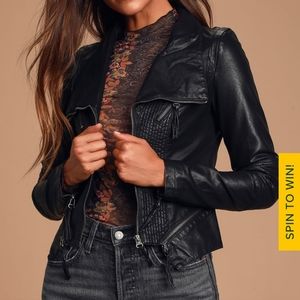 NWOT Lulu's Up on a Tuesday Camel Vegan Leather Jacket